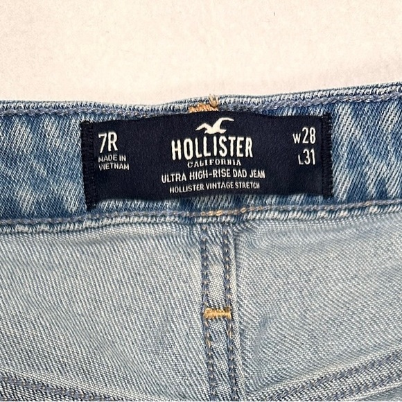 Hollister Vintage Dad Jean Ultra High Rise Light Wash Size 7R #0772 - Picture 3 of 6